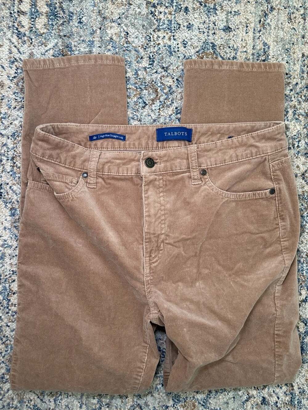 Talbots High-Rise Straight-Leg Corduroy Pants Size 4P Brown